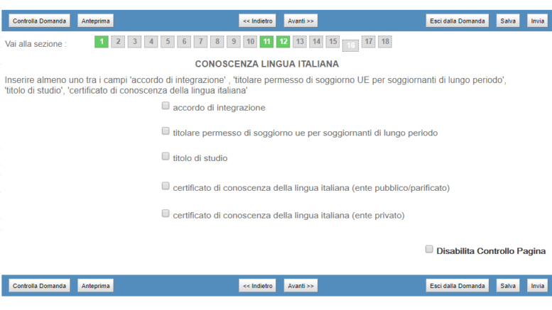 conoscenza lingua italiana modulo